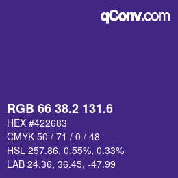 カラーコード: RGB 66 38.2 131.6 | qconv.com