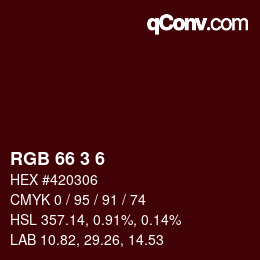 Color code: RGB 66 3 6 | qconv.com