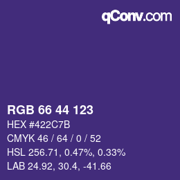 Farbcode: RGB 66 44 123 | qconv.com