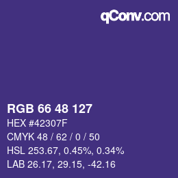 Color code: RGB 66 48 127 | qconv.com