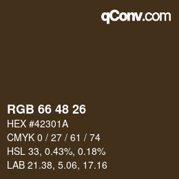 Color code: RGB 66 48 26 | qconv.com