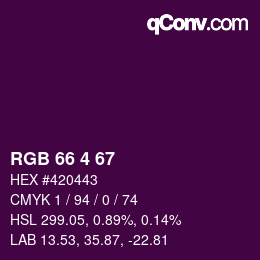 颜色代码: RGB 66 4 67 | qconv.com