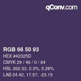 Color code: RGB 66 50 93 | qconv.com