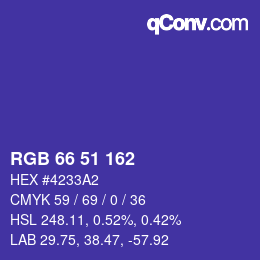Color code: RGB 66 51 162 | qconv.com