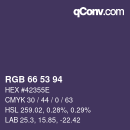 Color code: RGB 66 53 94 | qconv.com