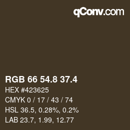 カラーコード: RGB 66 54.8 37.4 | qconv.com