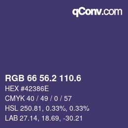 カラーコード: RGB 66 56.2 110.6 | qconv.com