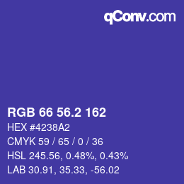 カラーコード: RGB 66 56.2 162 | qconv.com