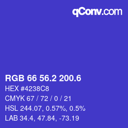 カラーコード: RGB 66 56.2 200.6 | qconv.com