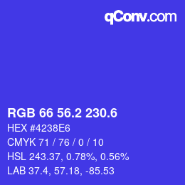 カラーコード: RGB 66 56.2 230.6 | qconv.com