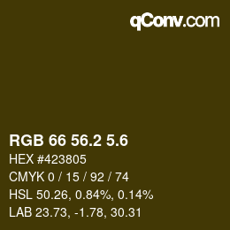 カラーコード: RGB 66 56.2 5.6 | qconv.com
