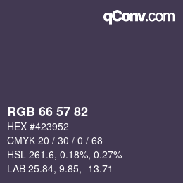 Color code: RGB 66 57 82 | qconv.com