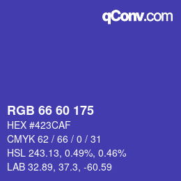 颜色代码: RGB 66 60 175 | qconv.com