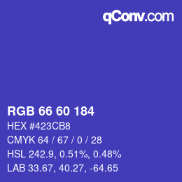 Color code: RGB 66 60 184 | qconv.com