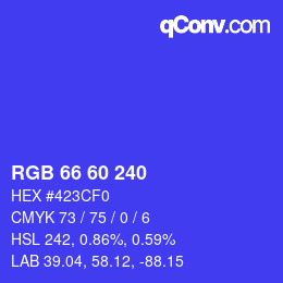 カラーコード: RGB 66 60 240 | qconv.com