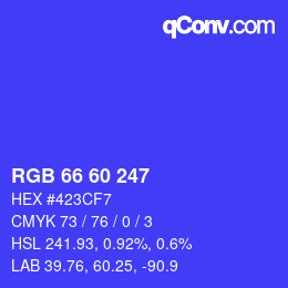 カラーコード: RGB 66 60 247 | qconv.com