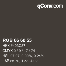 カラーコード: RGB 66 60 55 | qconv.com