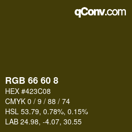 カラーコード: RGB 66 60 8 | qconv.com