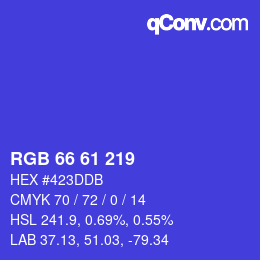 Color code: RGB 66 61 219 | qconv.com