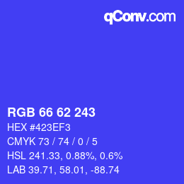 颜色代码: RGB 66 62 243 | qconv.com