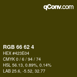 カラーコード: RGB 66 62 4 | qconv.com