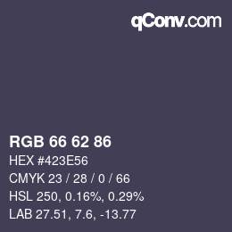 カラーコード: RGB 66 62 86 | qconv.com