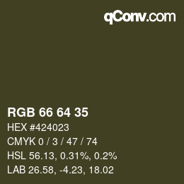 カラーコード: RGB 66 64 35 | qconv.com