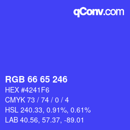 Color code: RGB 66 65 246 | qconv.com