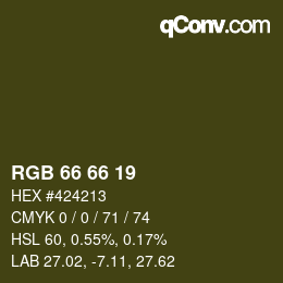 Color code: RGB 66 66 19 | qconv.com