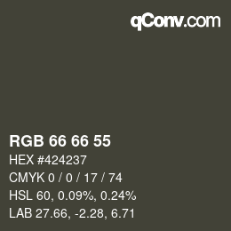 Color code: RGB 66 66 55 | qconv.com