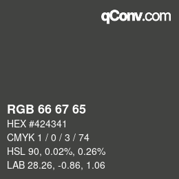 Farbcode: RGB 66 67 65 | qconv.com