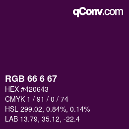 カラーコード: RGB 66 6 67 | qconv.com