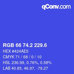 カラーコード: RGB 66 74.2 229.6 | qconv.com