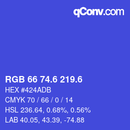 カラーコード: RGB 66 74.6 219.6 | qconv.com