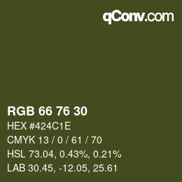 Farbcode: RGB 66 76 30 | qconv.com