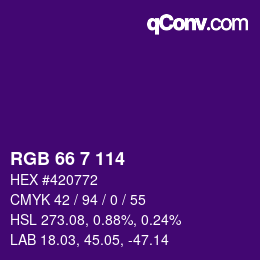 Farbcode: RGB 66 7 114 | qconv.com