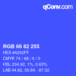 颜色代码: RGB 66 82 255 | qconv.com
