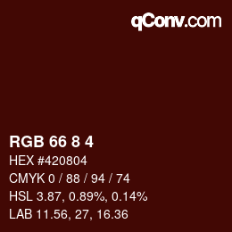 カラーコード: RGB 66 8 4 | qconv.com