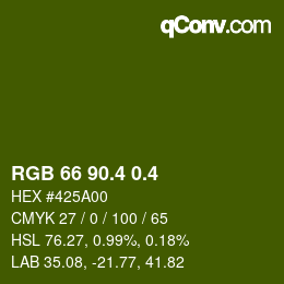 カラーコード: RGB 66 90.4 0.4 | qconv.com