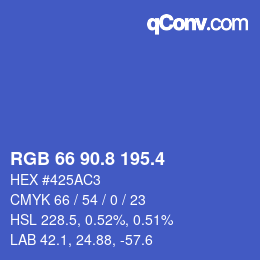 カラーコード: RGB 66 90.8 195.4 | qconv.com