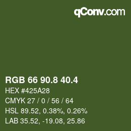 カラーコード: RGB 66 90.8 40.4 | qconv.com