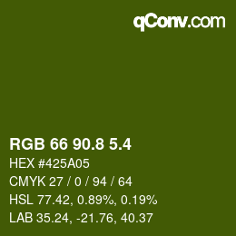 カラーコード: RGB 66 90.8 5.4 | qconv.com