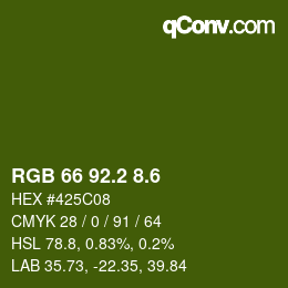 カラーコード: RGB 66 92.2 8.6 | qconv.com