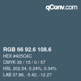 カラーコード: RGB 66 92.6 108.6 | qconv.com