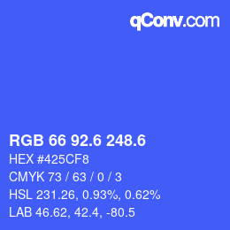 カラーコード: RGB 66 92.6 248.6 | qconv.com