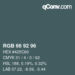 Color code: RGB 66 92 96 | qconv.com