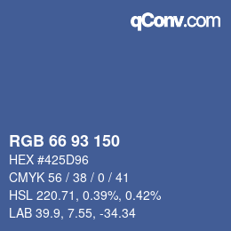 Color code: RGB 66 93 150 | qconv.com