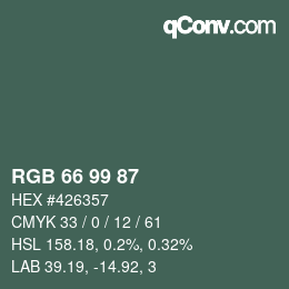 Code couleur: RGB 66 99 87 | qconv.com