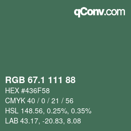 Color code: RGB 67.1 111 88 | qconv.com