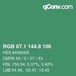 Color code: RGB 67.1 144.8 106 | qconv.com